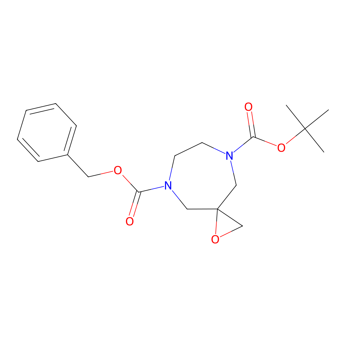 5-Benzyl 8-tert-butyl 1-oxa-5,8-diazaspiro[2.6]nonane-5,8-dicarboxylate molecular structure, CAS 2870668-54-3