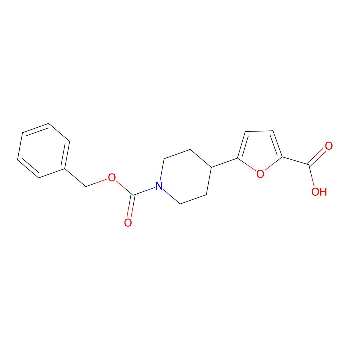 5-{1-[(Benzyloxy)carbonyl]piperidin-4-yl}furan-2-carboxylic acid molecular structure, CAS 2870668-56-5