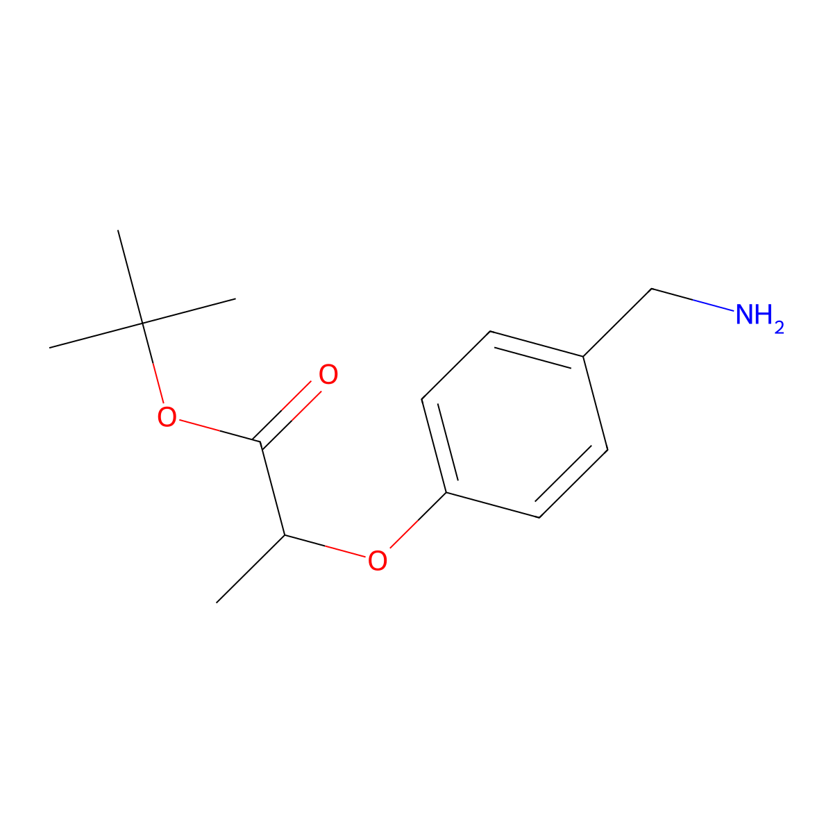 Tert-butyl 2-[4-(aminomethyl)phenoxy]propanoate molecular structure, CAS 2870668-59-8