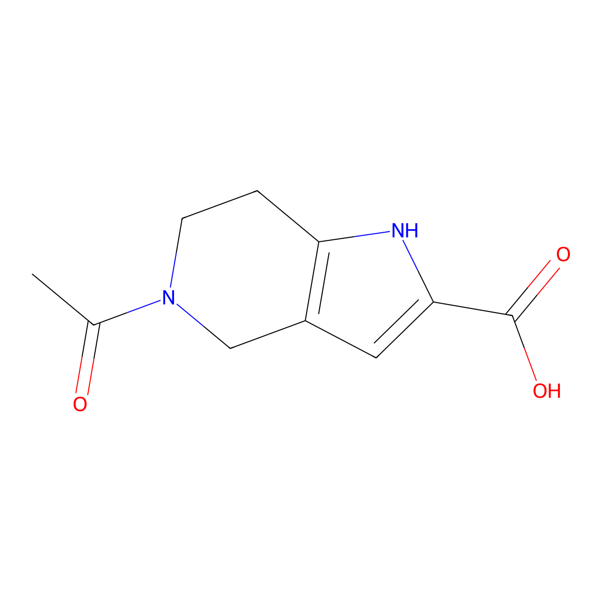 5-acetyl-1H,4H,5H,6H,7H-pyrrolo[3,2-c]pyridine-2-carboxylic acid molecular structure, CAS 2870673-01-9