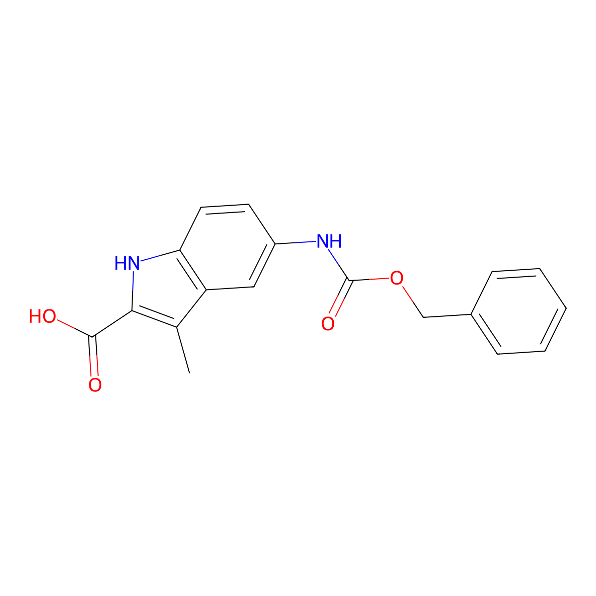 5-{[(benzyloxy)carbonyl]amino}-3-methyl-1H-indole-2-carboxylic acid molecular structure, CAS 2870673-02-0