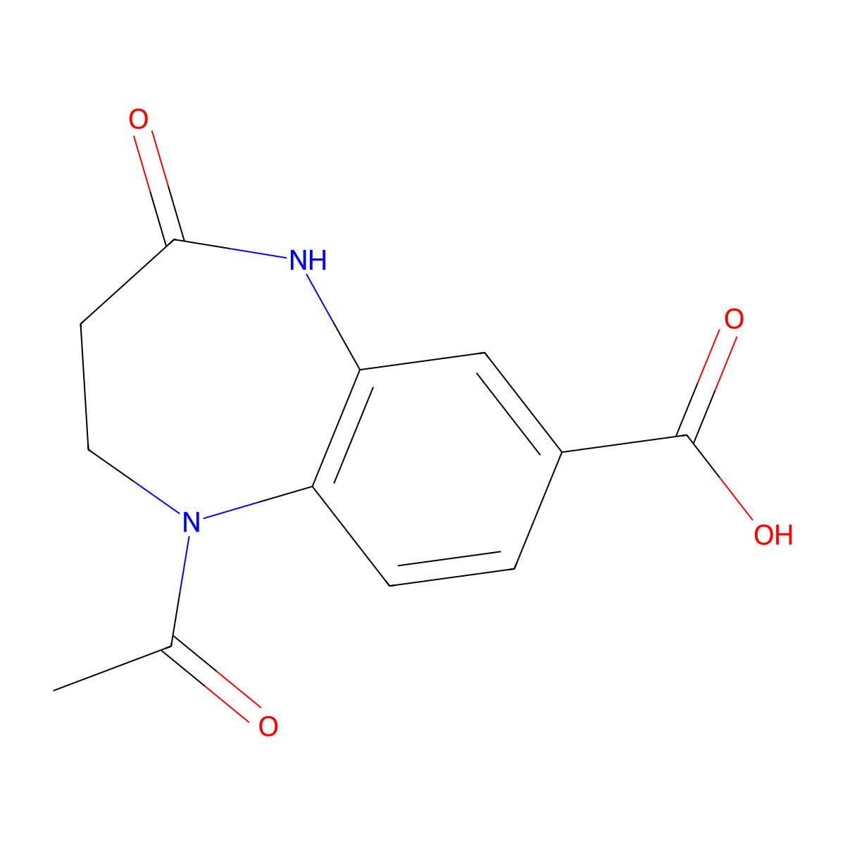 1-acetyl-4-oxo-2,3,4,5-tetrahydro-1H-1,5-benzodiazepine-7-carboxylic acid molecular structure, CAS 2870673-04-2