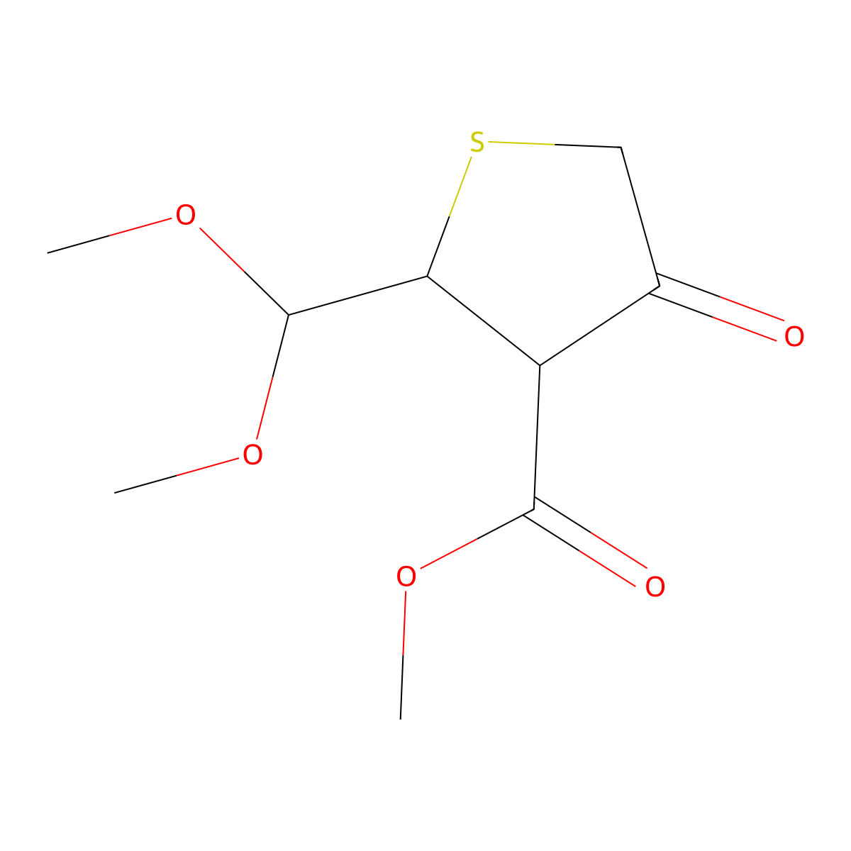 Methyl 2-(dimethoxymethyl)-4-oxothiolane-3-carboxylate molecular structure, CAS 2870673-11-1