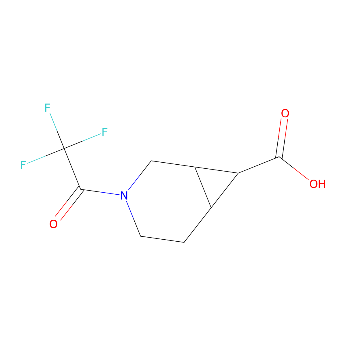 rac-(1R,6S,7R)-3-(2,2,2-trifluoroacetyl)-3-azabicyclo[4.1.0]heptane-7-carboxylic acid molecular structure, CAS 2870673-22-4
