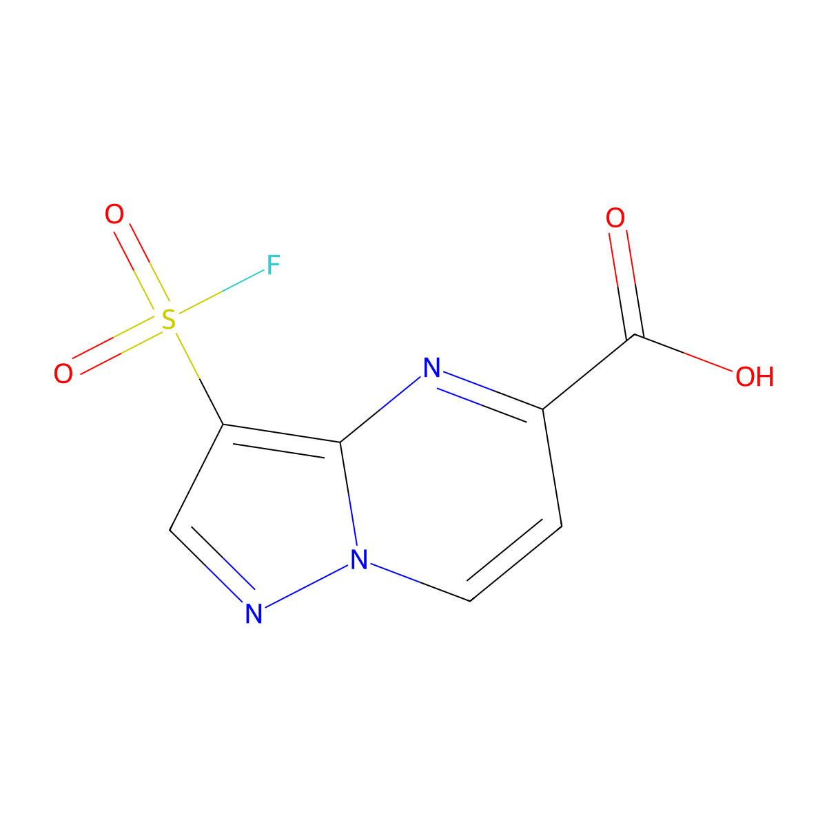 3-(Fluorosulfonyl)pyrazolo[1,5-a]pyrimidine-5-carboxylic acid molecular structure, CAS 2870673-25-7
