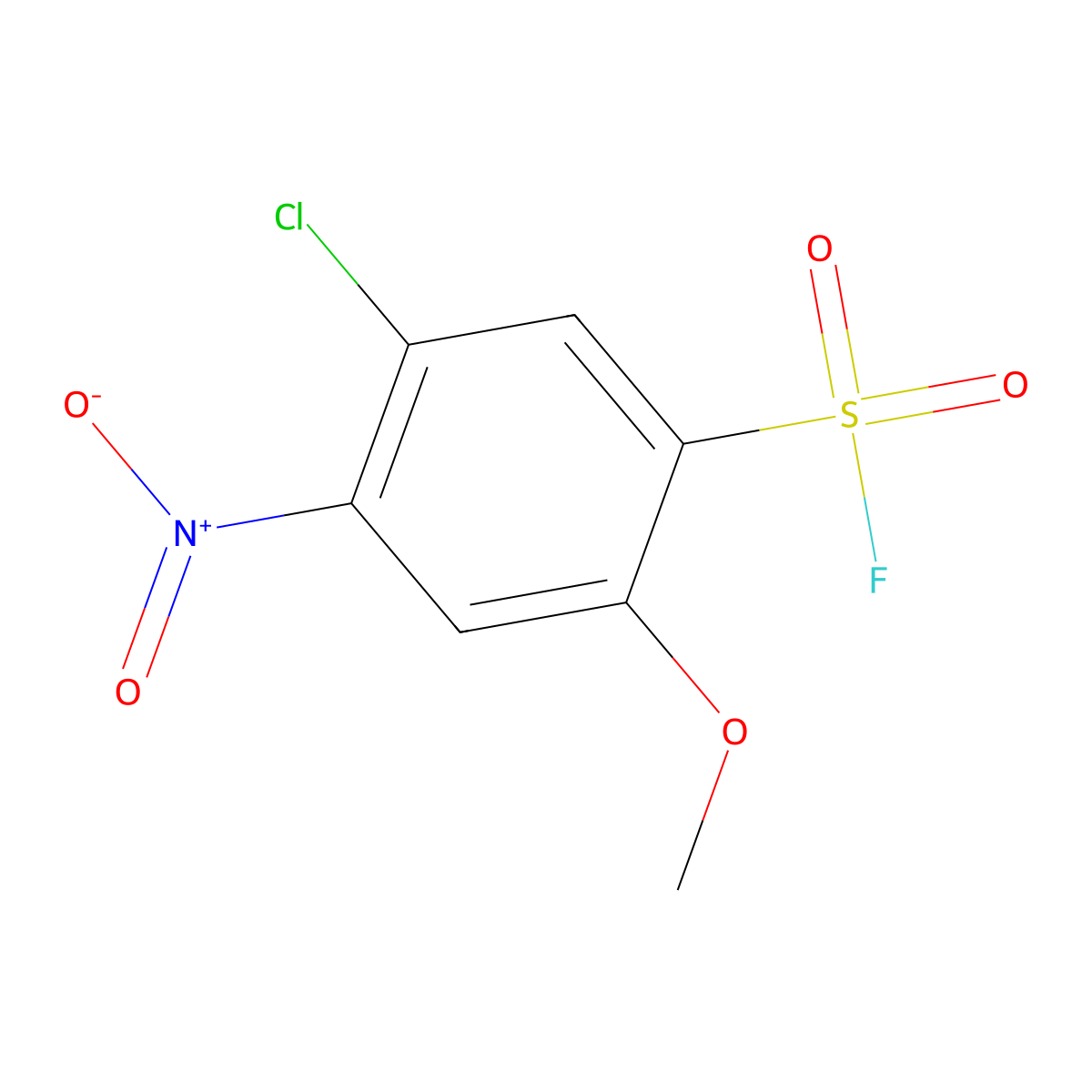 5-Chloro-2-methoxy-4-nitrobenzene-1-sulfonyl fluoride molecular structure, CAS 2870673-30-4