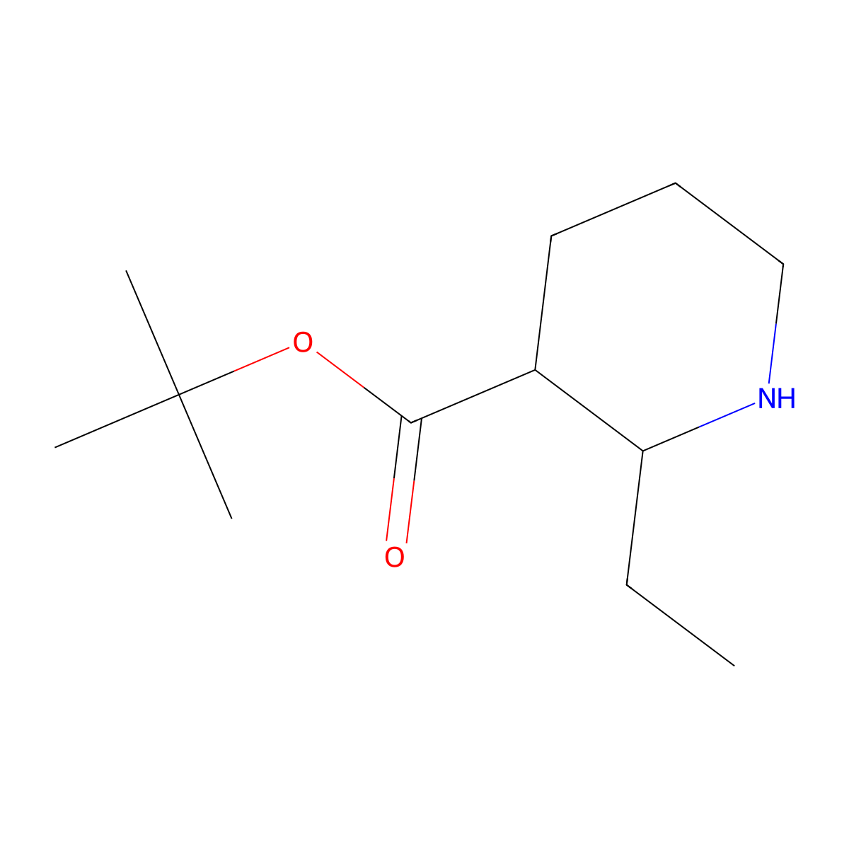 rac-tert-butyl (2R,3R)-2-ethylpiperidine-3-carboxylate molecular structure, CAS 2870673-33-7