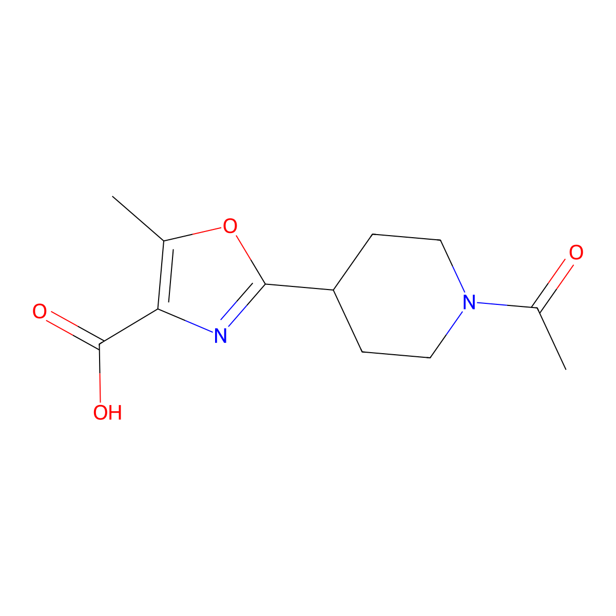 2-(1-Acetylpiperidin-4-yl)-5-methyl-1,3-oxazole-4-carboxylic acid molecular structure, CAS 2870673-37-1