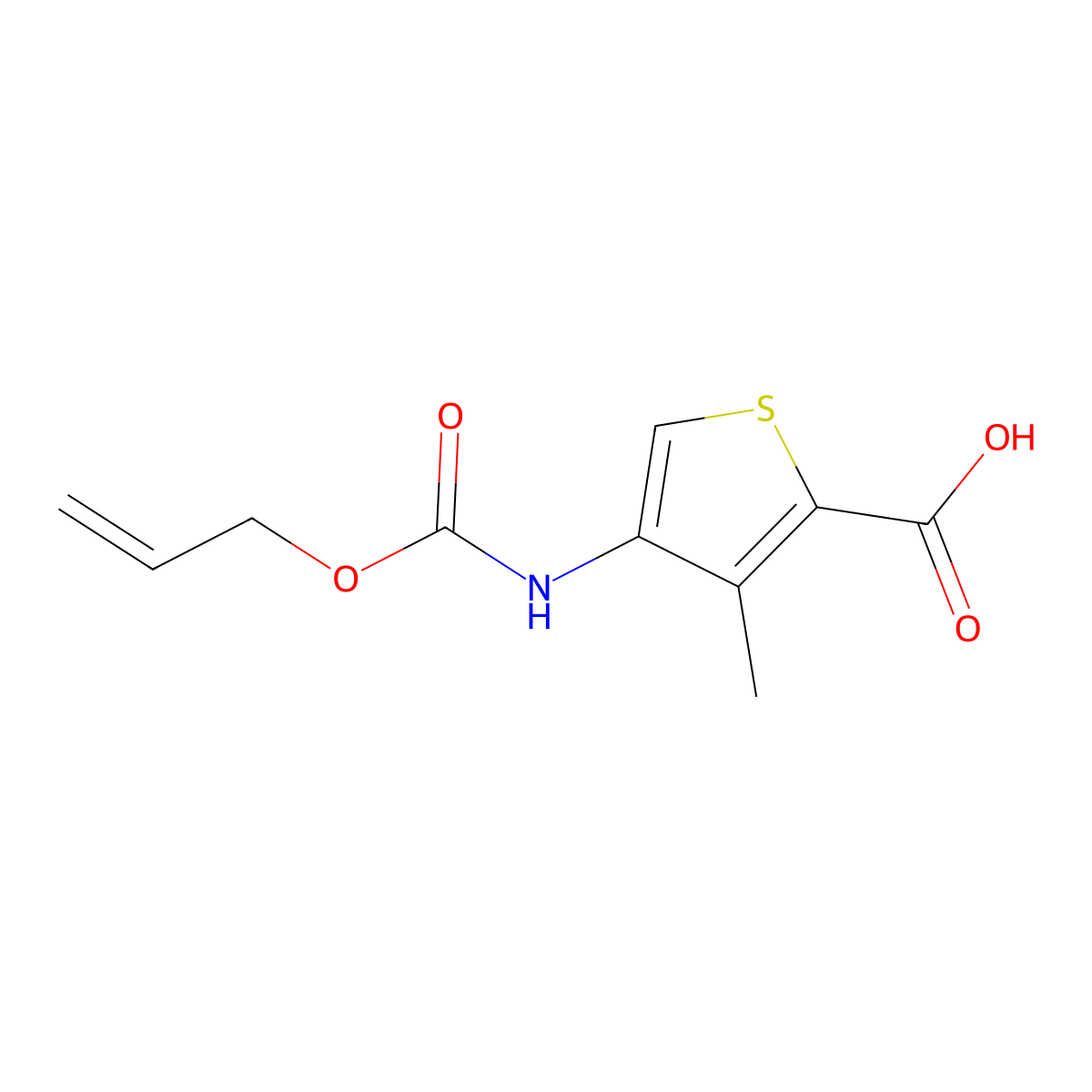 3-Methyl-4-{[(prop-2-en-1-yloxy)carbonyl]amino}thiophene-2-carboxylic acid molecular structure, CAS 2870673-38-2