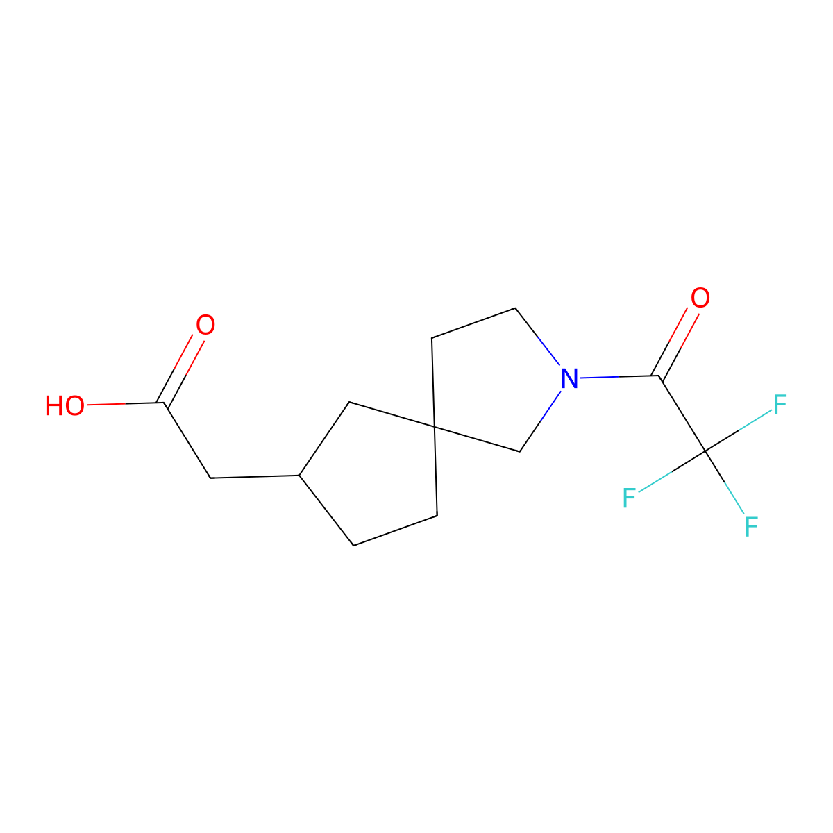 2-[2-(2,2,2-Trifluoroacetyl)-2-azaspiro[4.4]nonan-7-yl]acetic acid molecular structure, CAS 2870673-39-3