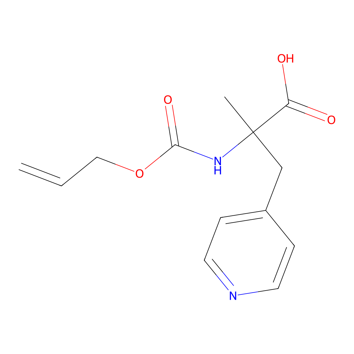 2-Methyl-2-{[(prop-2-en-1-yloxy)carbonyl]amino}-3-(pyridin-4-yl)propanoic acid molecular structure, CAS 2870673-46-2