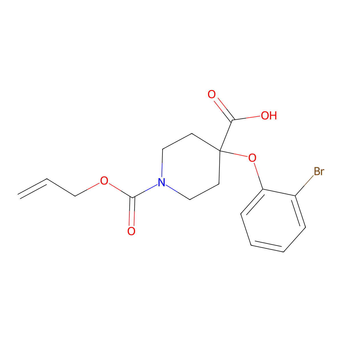 4-(2-Bromophenoxy)-1-[(prop-2-en-1-yloxy)carbonyl]piperidine-4-carboxylic acid molecular structure, CAS 2870673-47-3