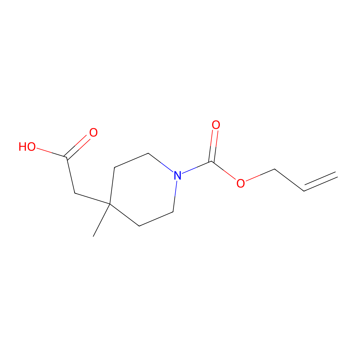 2-{4-Methyl-1-[(prop-2-en-1-yloxy)carbonyl]piperidin-4-yl}acetic acid molecular structure, CAS 2870673-50-8