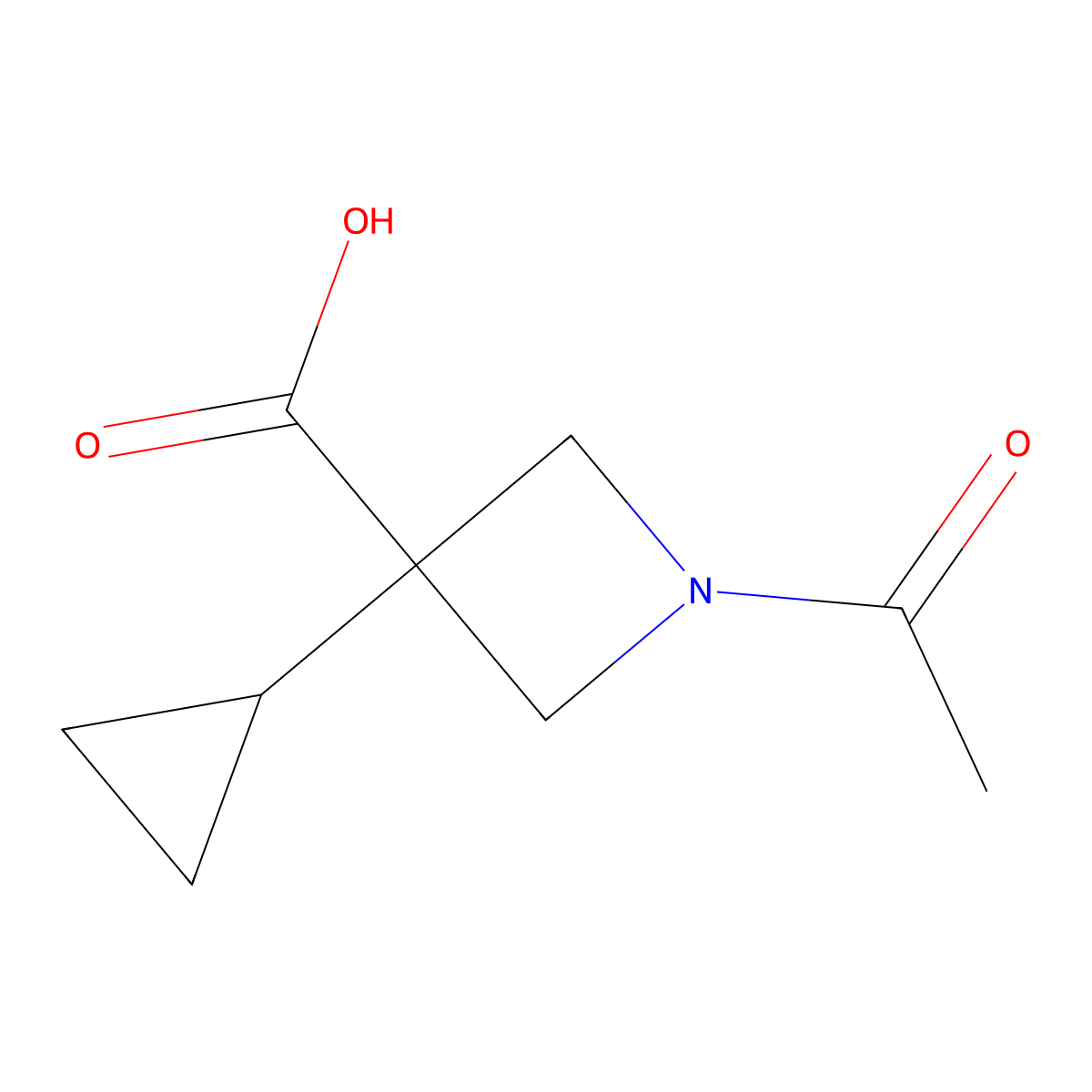 1-Acetyl-3-cyclopropylazetidine-3-carboxylic acid molecular structure, CAS 2870673-60-0