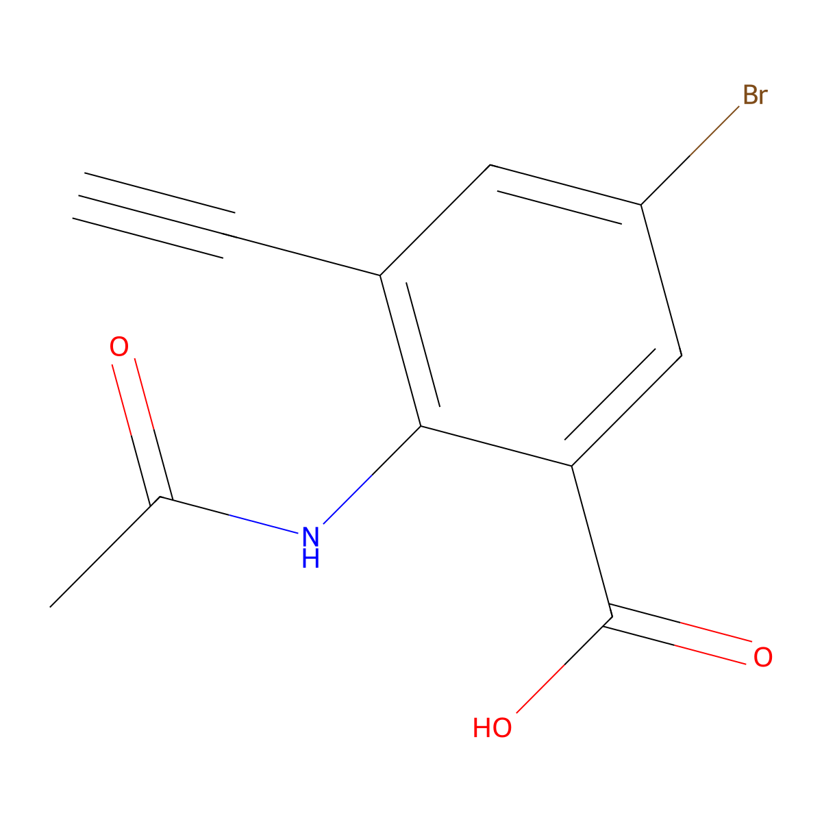 5-Bromo-2-acetamido-3-ethynylbenzoic acid molecular structure, CAS 2870673-62-2