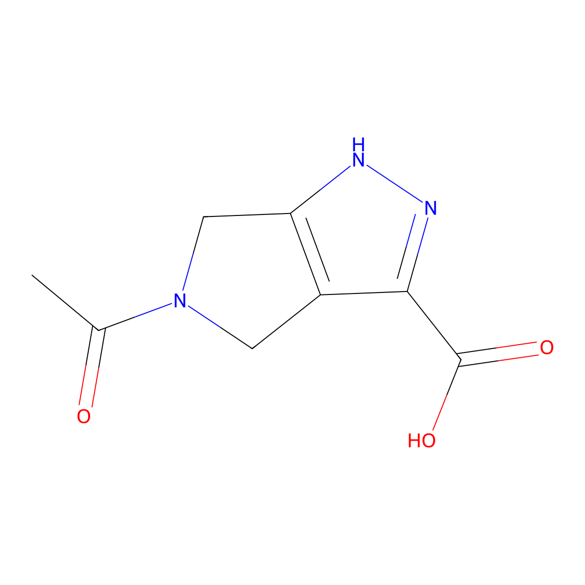 5-acetyl-1H,4H,5H,6H-pyrrolo[3,4-c]pyrazole-3-carboxylic acid molecular structure, CAS 2870673-63-3