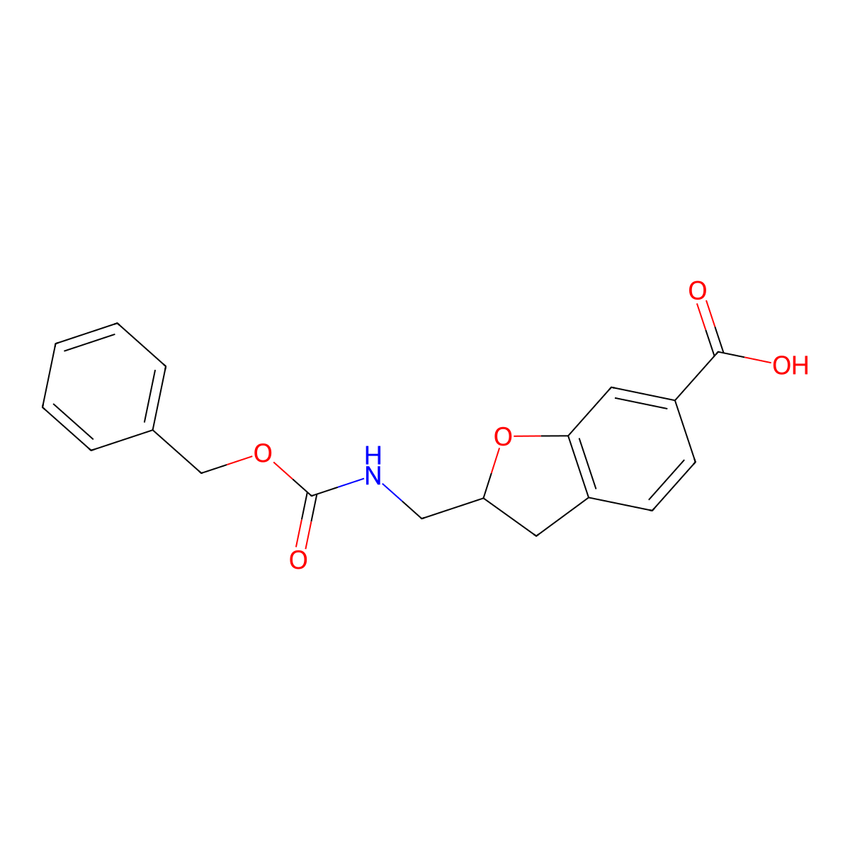 2-({[(Benzyloxy)carbonyl]amino}methyl)-2,3-dihydro-1-benzofuran-6-carboxylic acid molecular structure, CAS 2870673-72-4