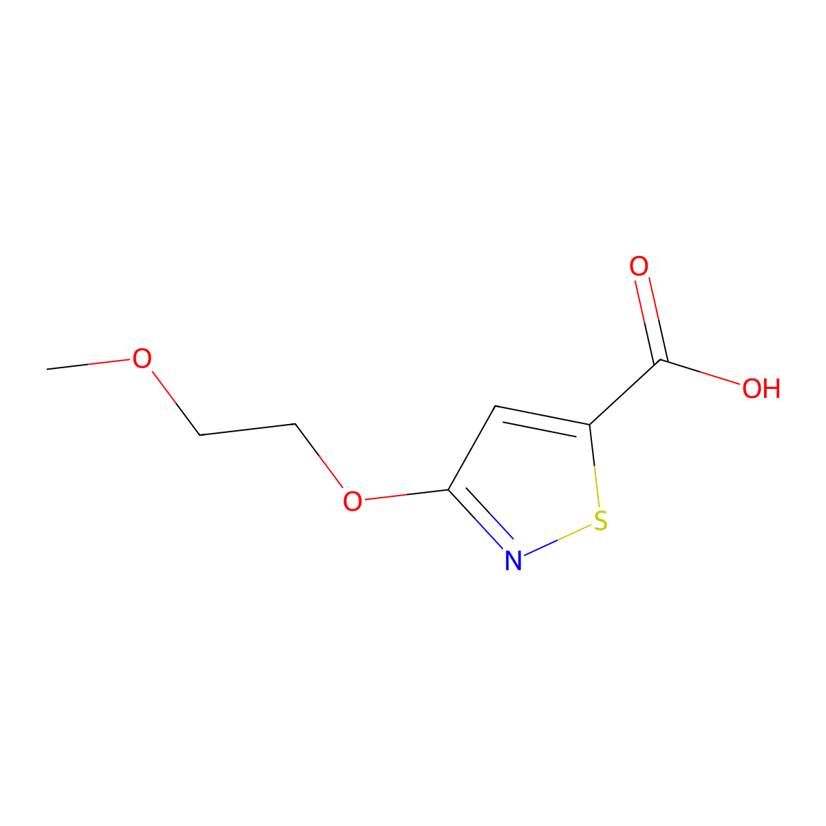 3-(2-Methoxyethoxy)-1,2-thiazole-5-carboxylic acid molecular structure, CAS 2870673-76-8