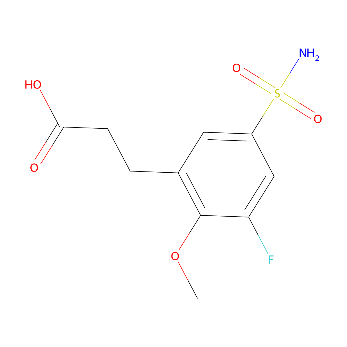 3-(3-Fluoro-2-methoxy-5-sulfamoylphenyl)propanoic acid molecular structure, CAS 2870673-78-0
