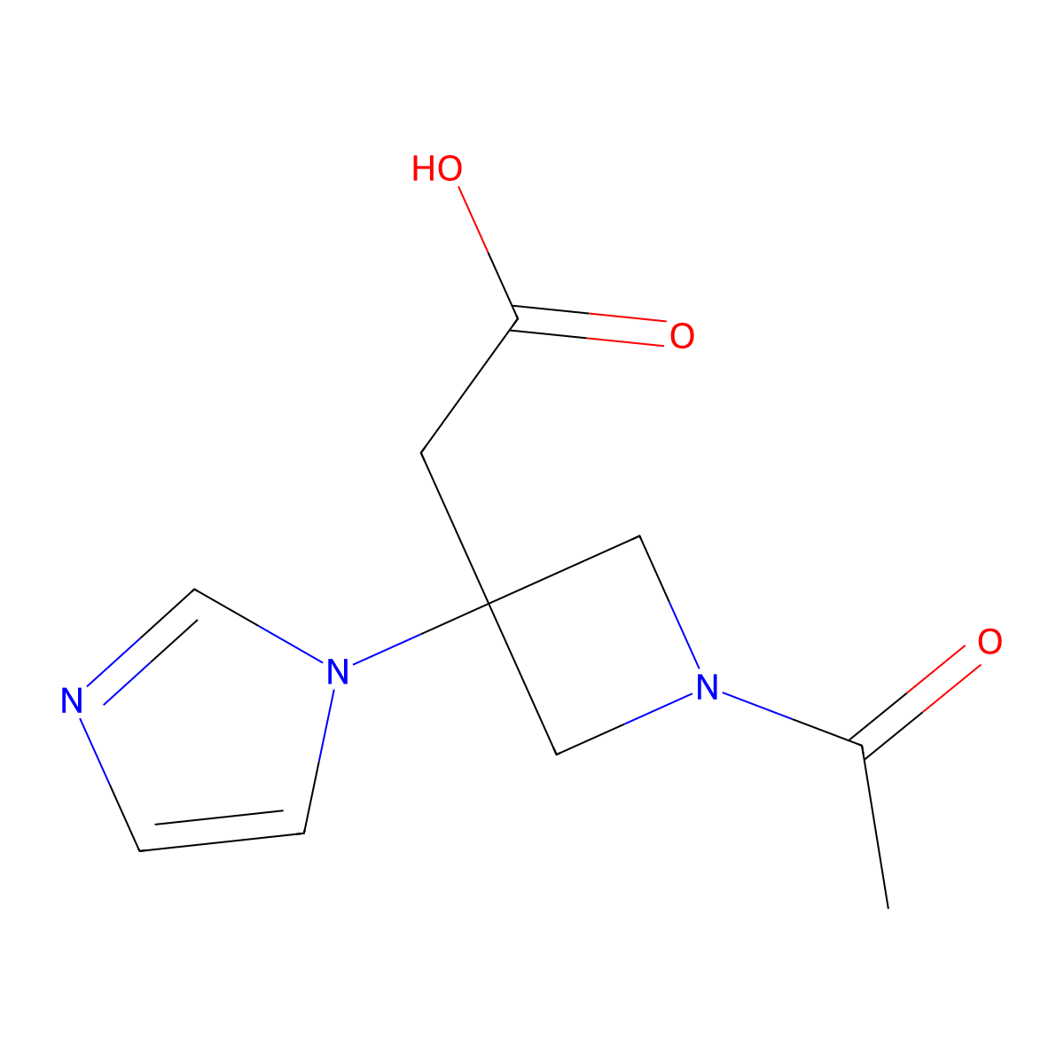 2-[1-acetyl-3-(1H-imidazol-1-yl)azetidin-3-yl]acetic acid molecular structure, CAS 2870673-81-5