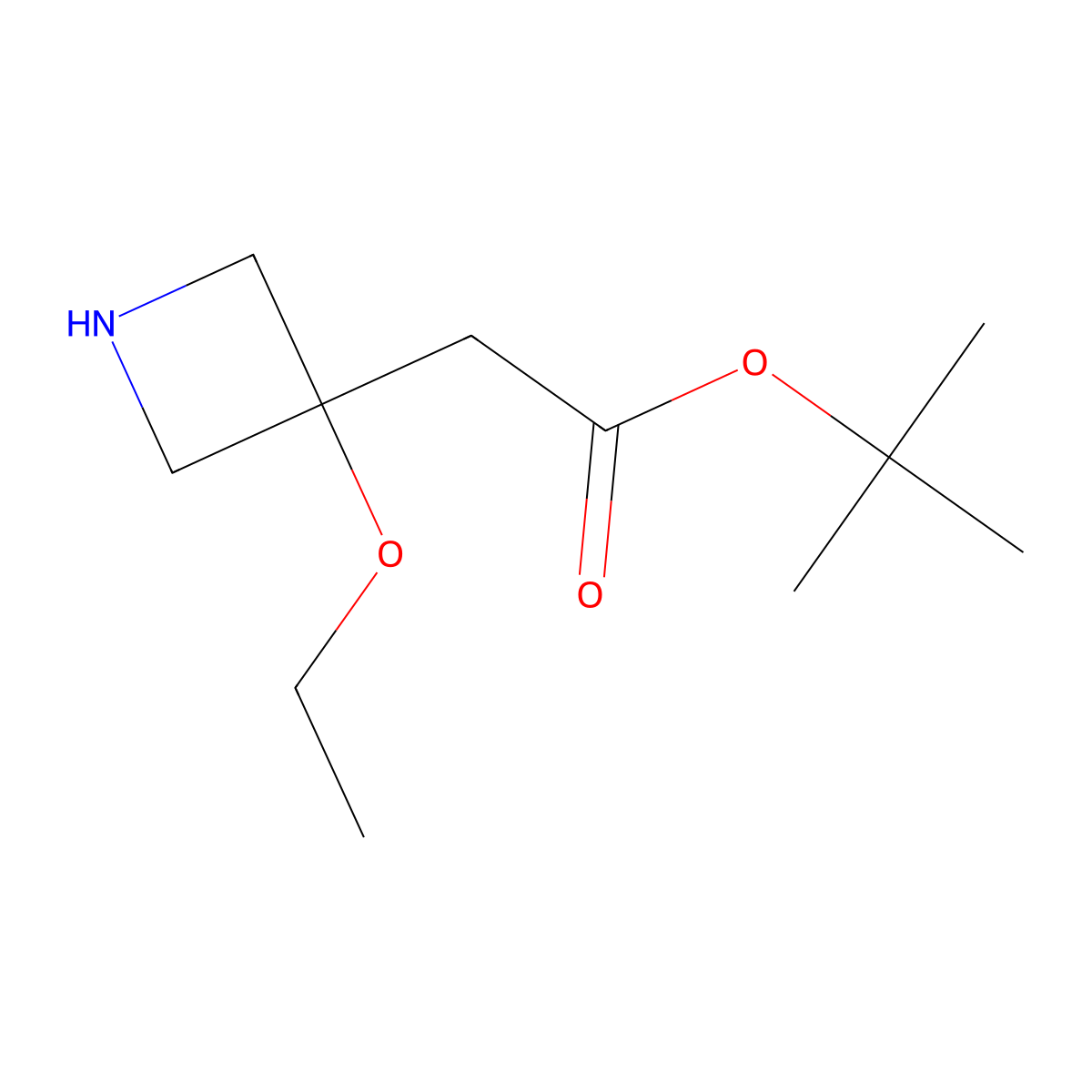 Tert-butyl 2-(3-ethoxyazetidin-3-yl)acetate molecular structure, CAS 2870673-90-6