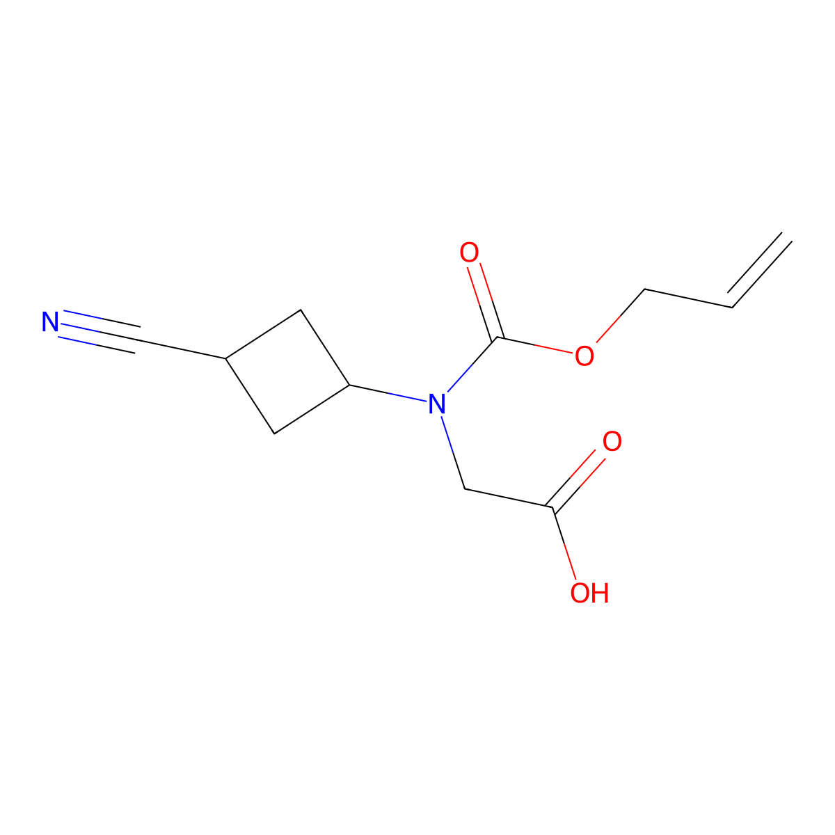 2-[(3-Cyanocyclobutyl)[(prop-2-en-1-yloxy)carbonyl]amino]acetic acid molecular structure, CAS 2870673-92-8