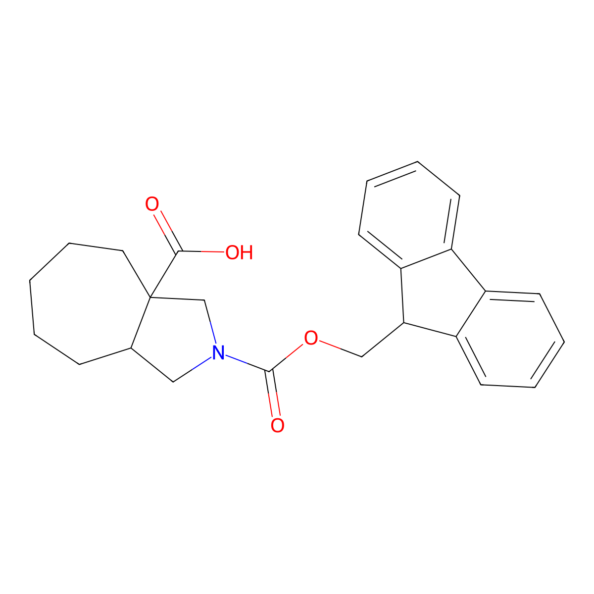 rac-(3aR,8aR)-2-{[(9H-fluoren-9-yl)methoxy]carbonyl}-decahydrocyclohepta[c]pyrrole-3a-carboxylic acid molecular structure, CAS 2870673-95-1