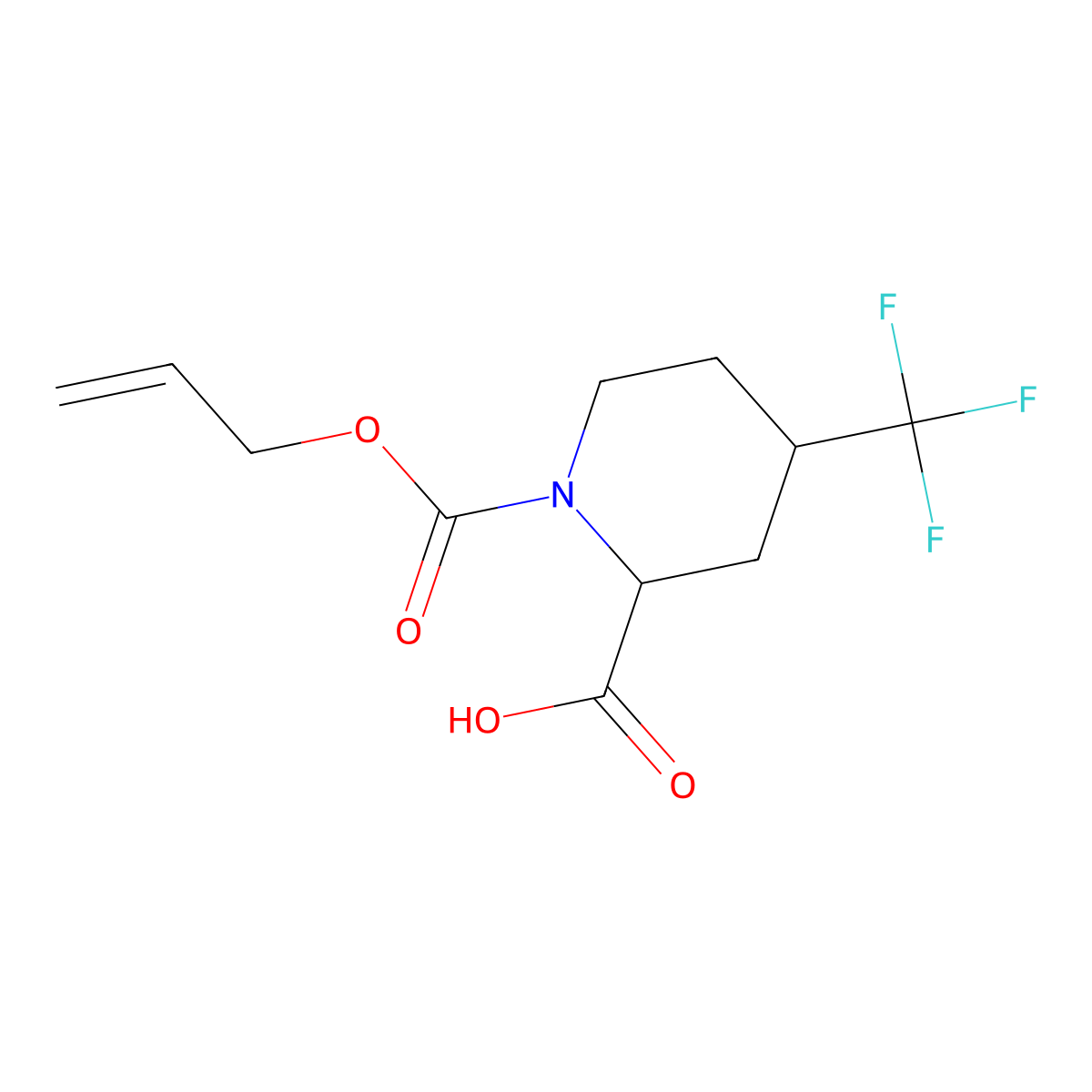 rac-(2R,4S)-1-[(prop-2-en-1-yloxy)carbonyl]-4-(trifluoromethyl)piperidine-2-carboxylic acid molecular structure, CAS 2870673-97-3