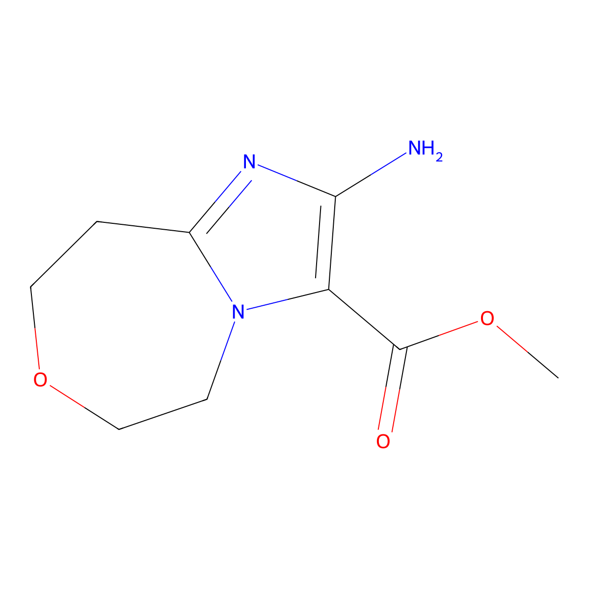 methyl 2-amino-5H,6H,8H,9H-imidazo[1,2-d][1,4]oxazepine-3-carboxylate molecular structure, CAS 2870673-98-4