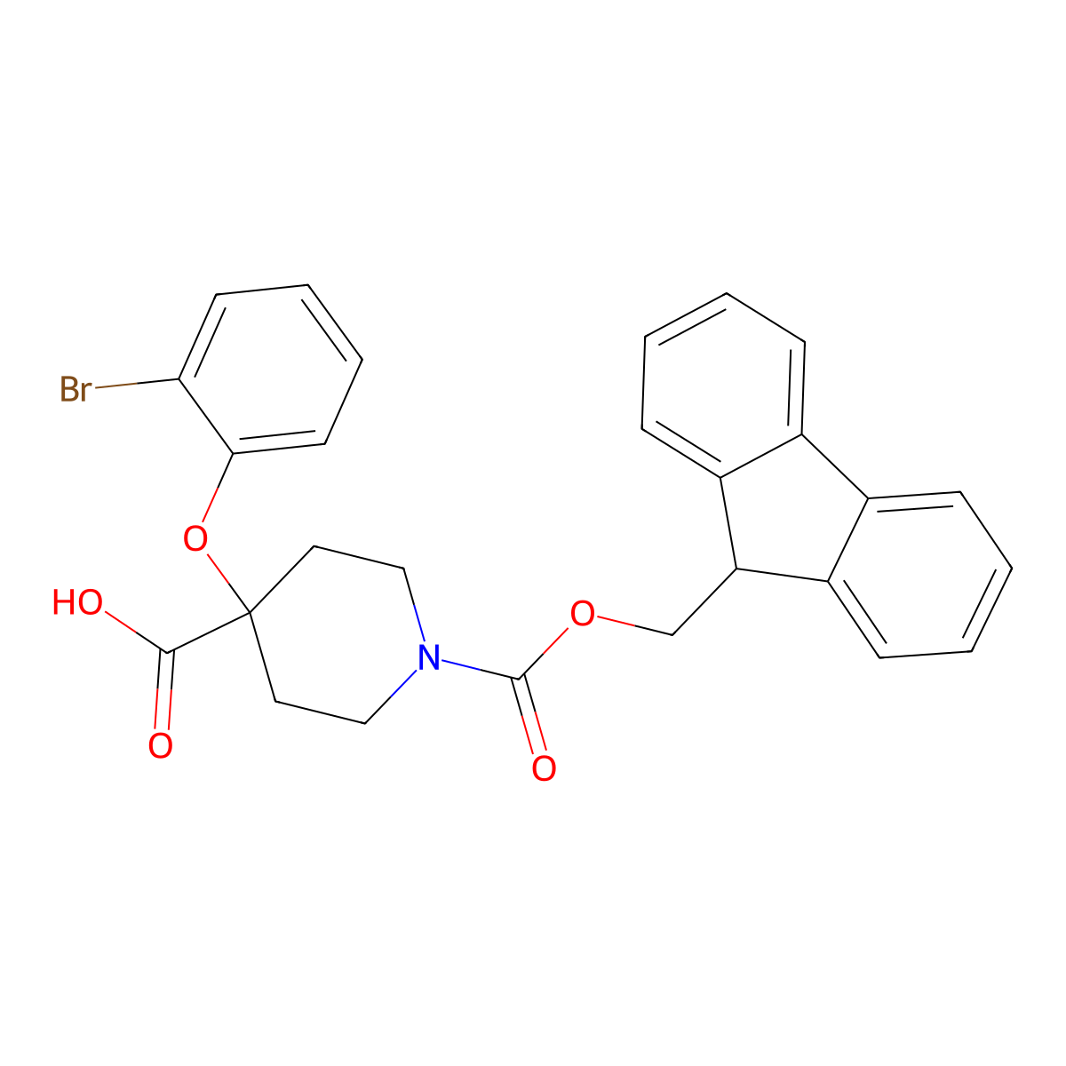 4-(2-bromophenoxy)-1-{[(9H-fluoren-9-yl)methoxy]carbonyl}piperidine-4-carboxylic acid molecular structure, CAS 2870673-99-5