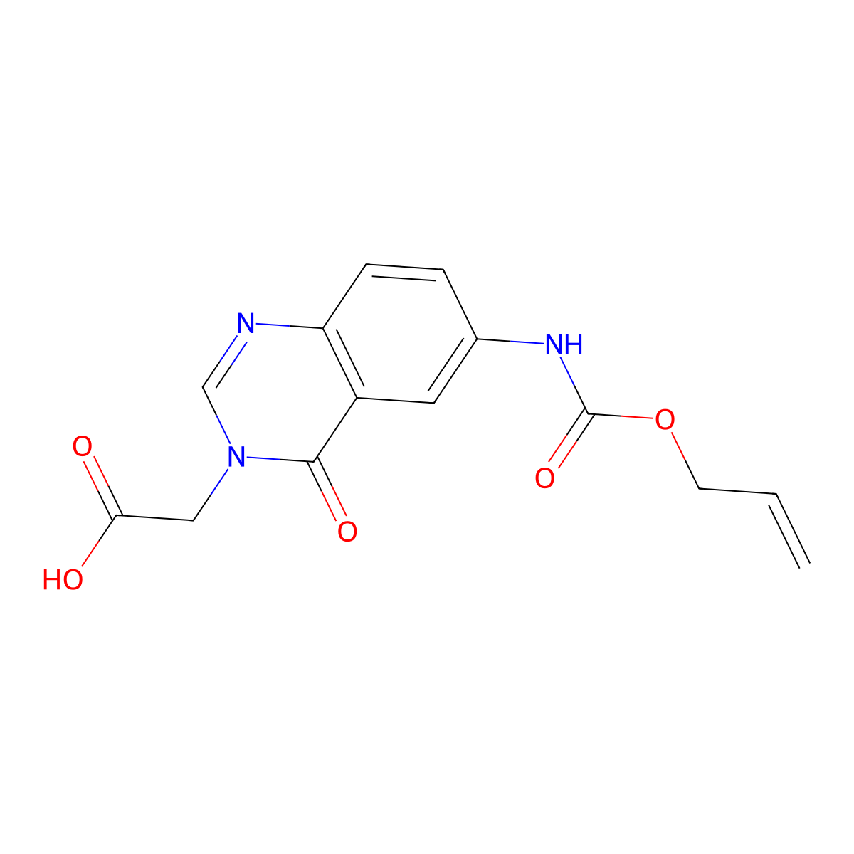 2-(4-Oxo-6-{[(prop-2-en-1-yloxy)carbonyl]amino}-3,4-dihydroquinazolin-3-yl)acetic acid molecular structure, CAS 2870674-00-1