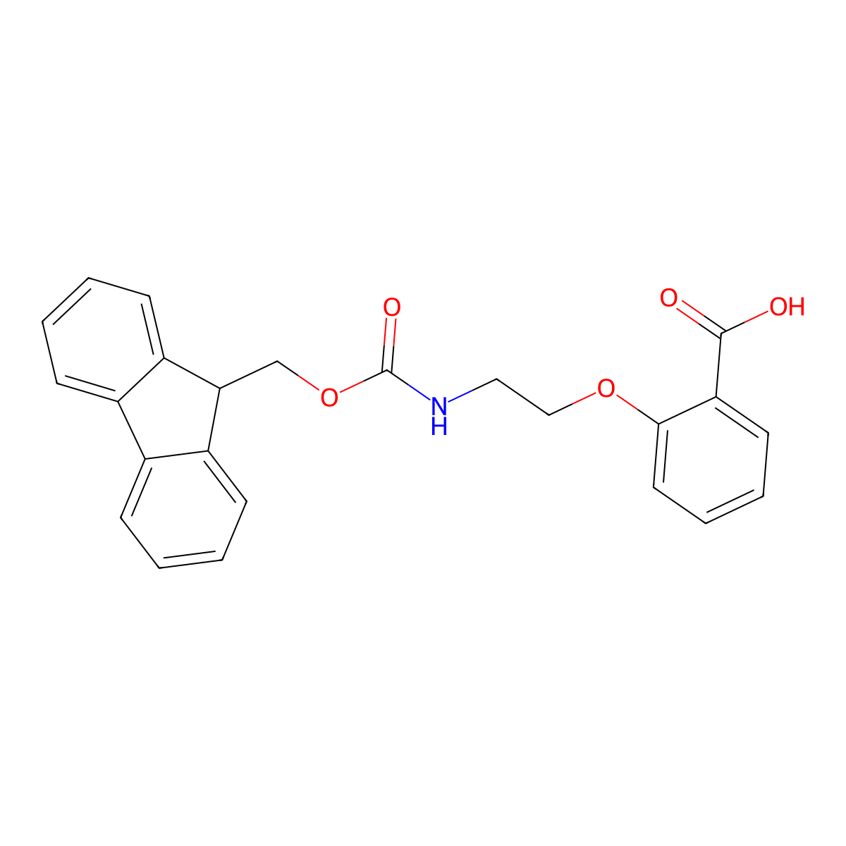 2-[2-({[(9H-fluoren-9-yl)methoxy]carbonyl}amino)ethoxy]benzoic acid molecular structure, CAS 2870674-09-0