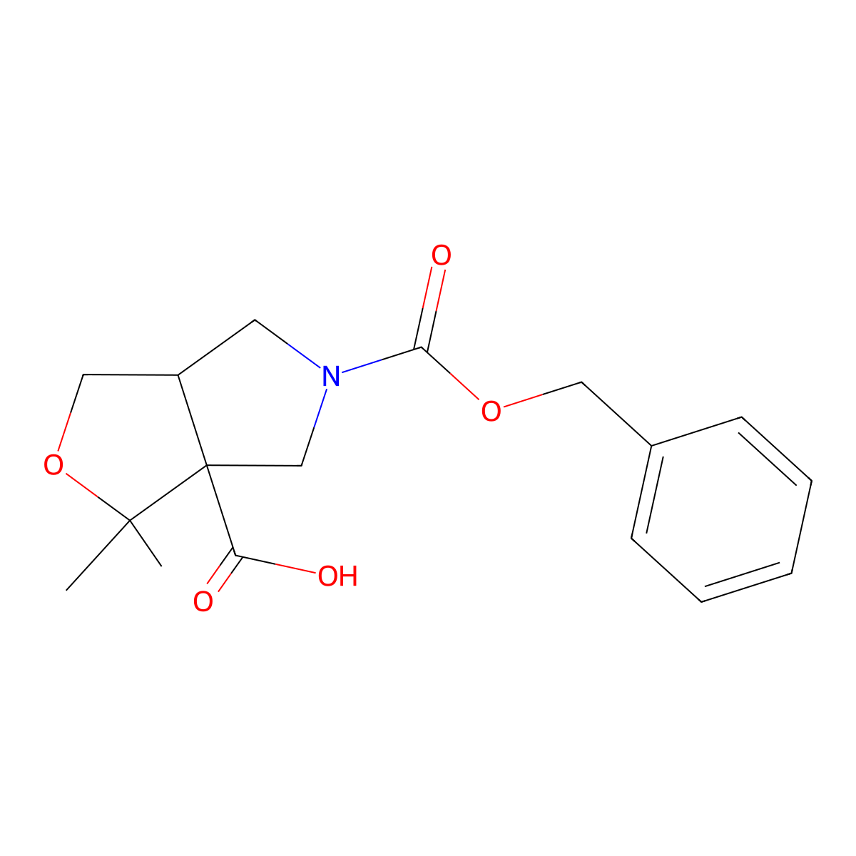 rac-(3aR,6aR)-5-[(benzyloxy)carbonyl]-3,3-dimethyl-hexahydro-1H-furo[3,4-c]pyrrole-3a-carboxylic acid molecular structure, CAS 2870674-21-6