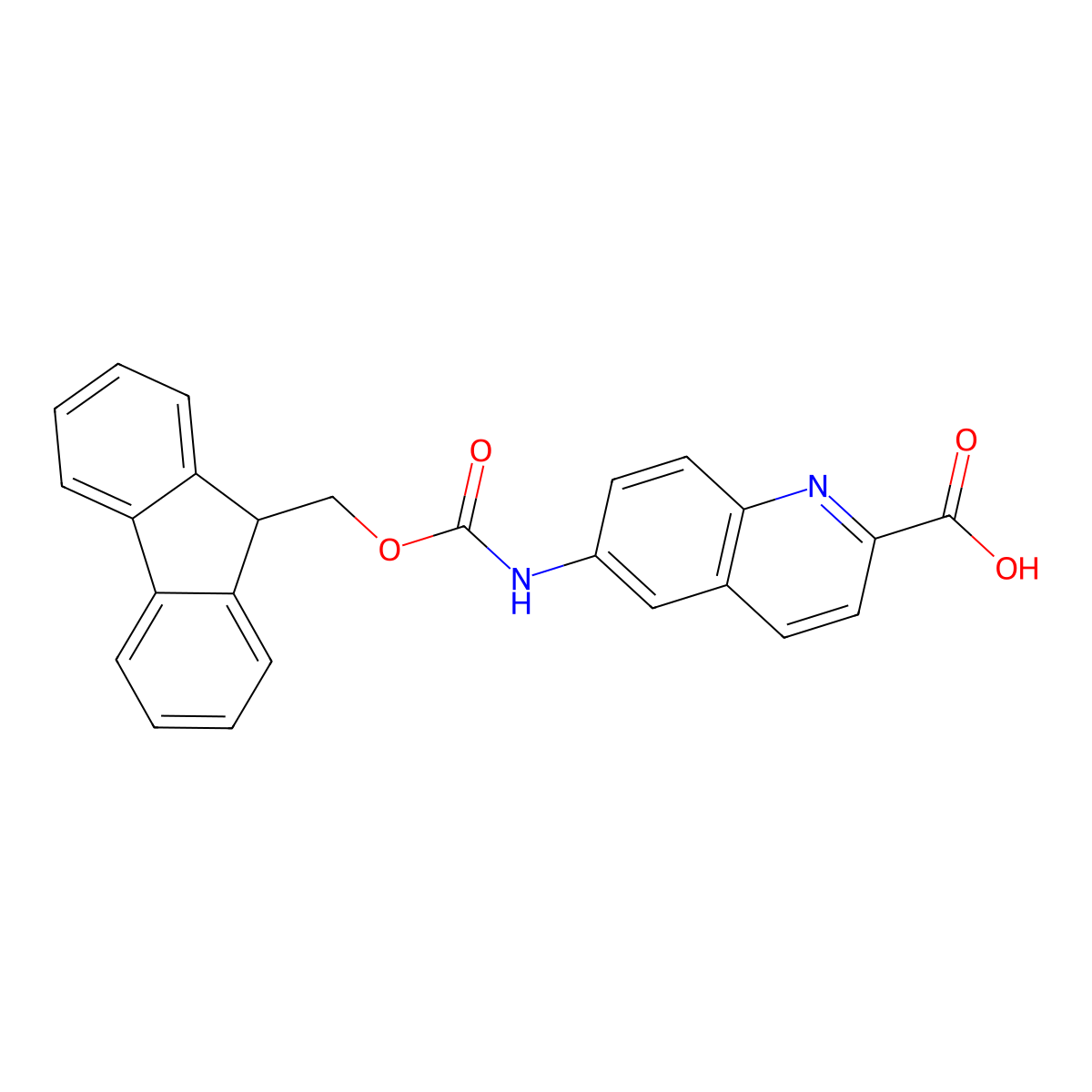 6-({[(9H-fluoren-9-yl)methoxy]carbonyl}amino)quinoline-2-carboxylic acid molecular structure, CAS 2870674-25-0