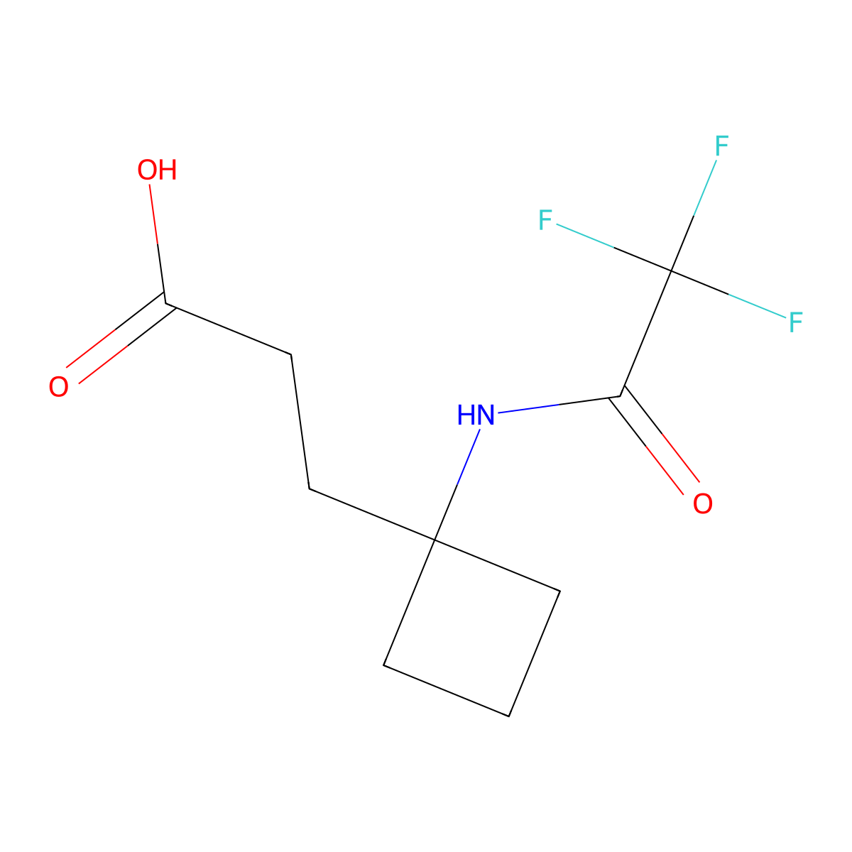 3-[1-(2,2,2-Trifluoroacetamido)cyclobutyl]propanoic acid molecular structure, CAS 2870674-32-9