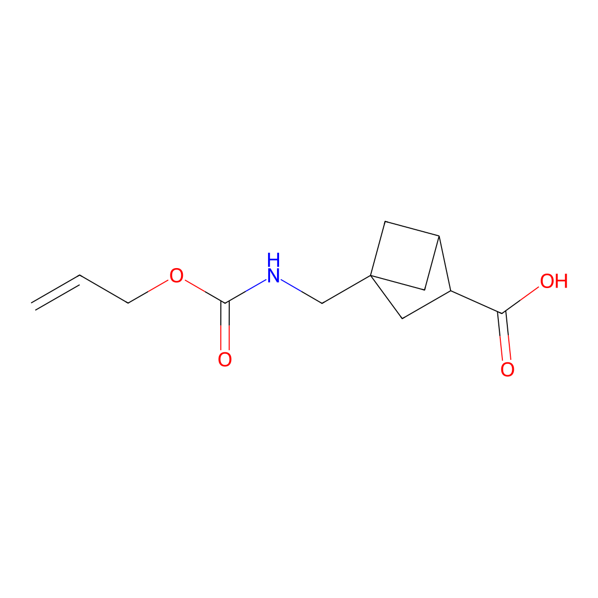 4-({[(Prop-2-en-1-yloxy)carbonyl]amino}methyl)bicyclo[2.1.1]hexane-2-carboxylic acid molecular structure, CAS 2870674-33-0