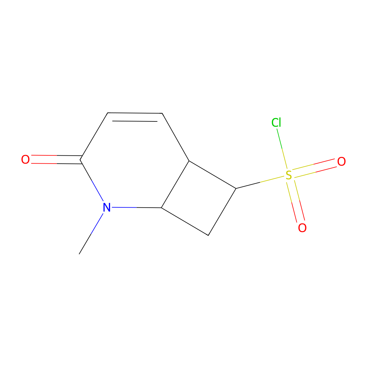 rac-(1R,6R,7R)-2-methyl-3-oxo-2-azabicyclo[4.2.0]oct-4-ene-7-sulfonyl chloride molecular structure, CAS 2870674-34-1