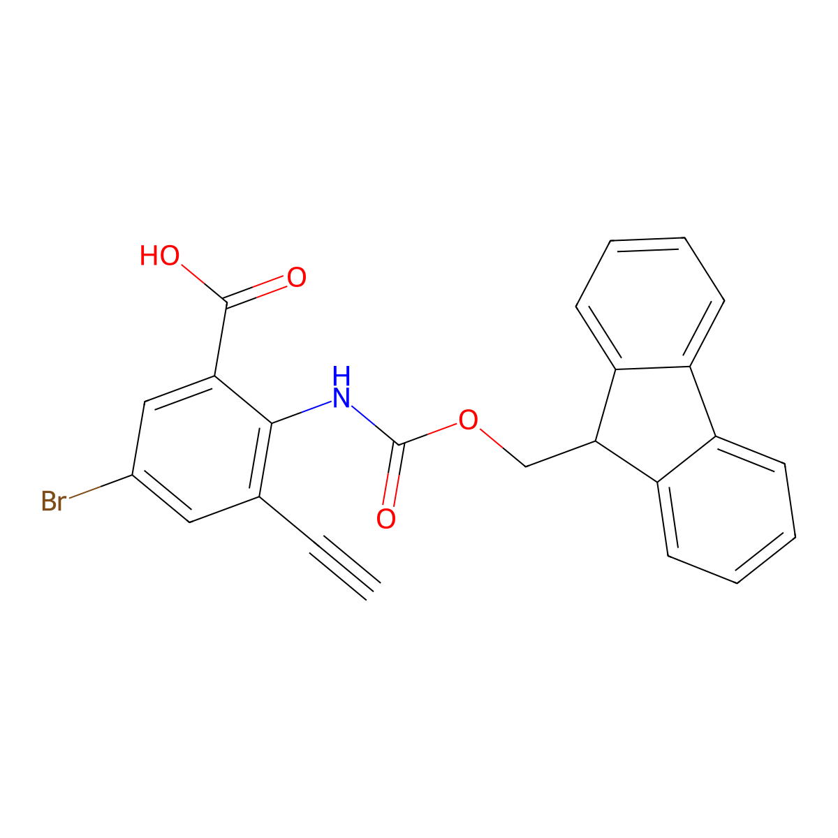 5-bromo-3-ethynyl-2-({[(9H-fluoren-9-yl)methoxy]carbonyl}amino)benzoic acid molecular structure, CAS 2870674-35-2