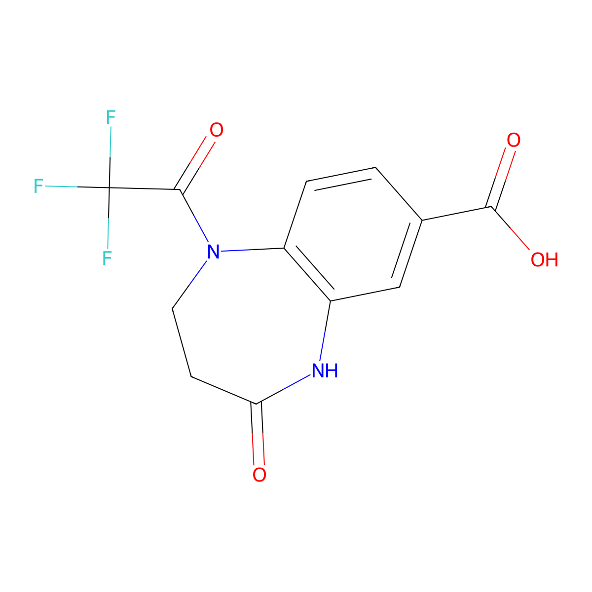 4-oxo-1-(2,2,2-trifluoroacetyl)-2,3,4,5-tetrahydro-1H-1,5-benzodiazepine-7-carboxylic acid molecular structure, CAS 2870674-37-4
