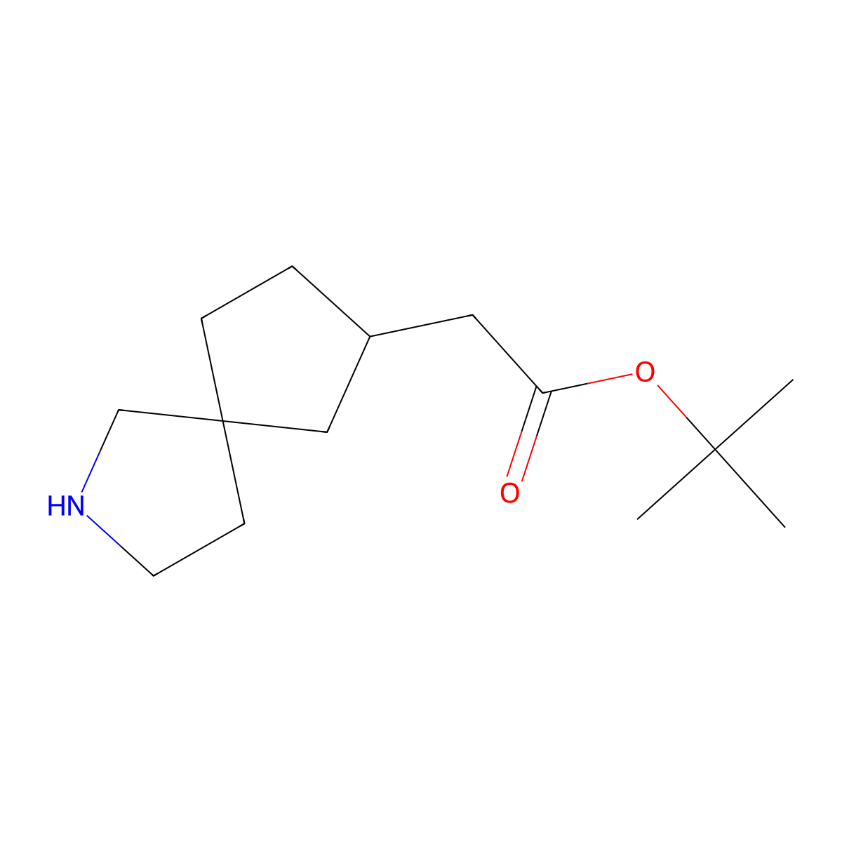 Tert-butyl 2-{2-azaspiro[4.4]nonan-7-yl}acetate molecular structure, CAS 2870674-40-9
