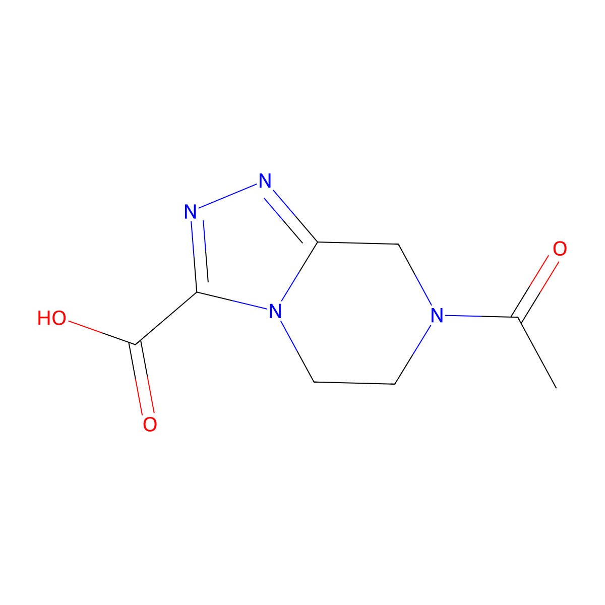 7-acetyl-5H,6H,7H,8H-[1,2,4]triazolo[4,3-a]pyrazine-3-carboxylic acid molecular structure, CAS 2870674-41-0
