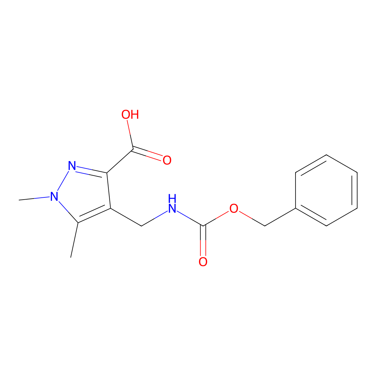 4-({[(benzyloxy)carbonyl]amino}methyl)-1,5-dimethyl-1H-pyrazole-3-carboxylic acid molecular structure, CAS 2870674-48-7
