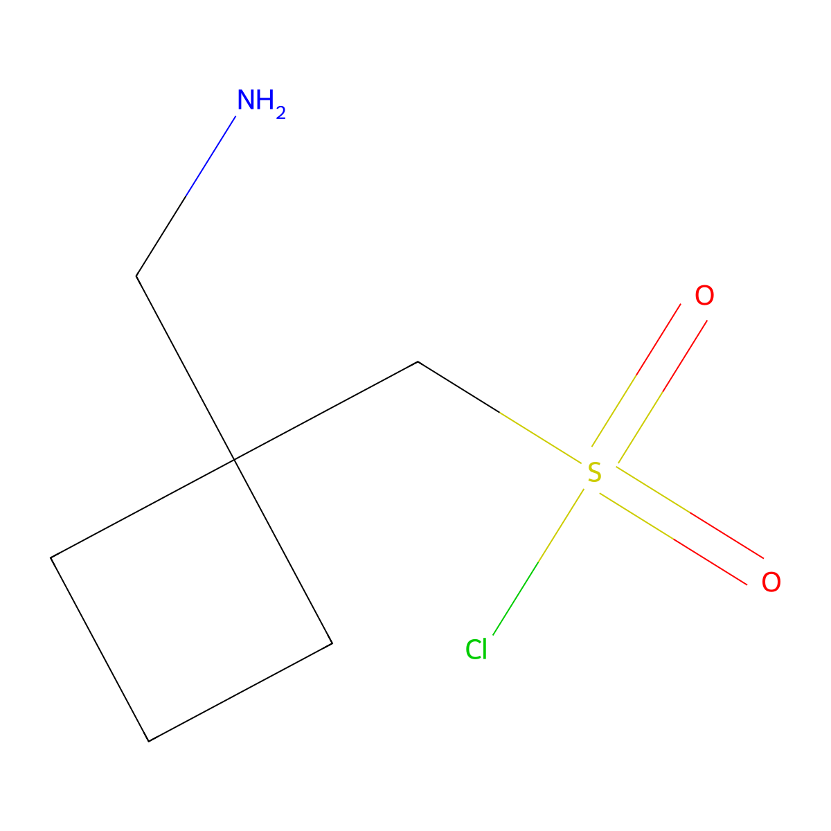 [1-(Aminomethyl)cyclobutyl]methanesulfonyl chloride molecular structure, CAS 2870674-59-0