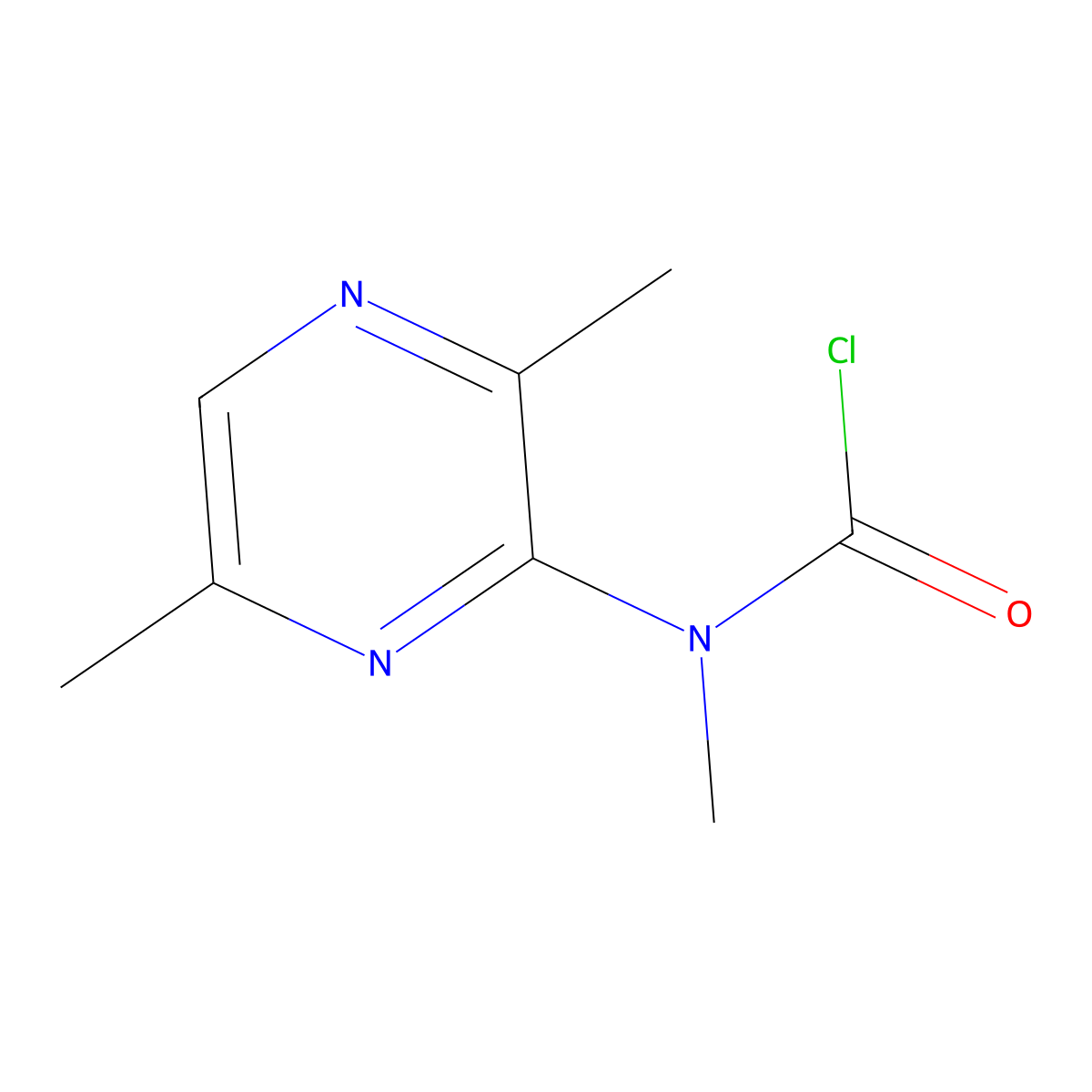 N-(3,6-dimethylpyrazin-2-yl)-N-methylcarbamoyl chloride molecular structure, CAS 2870674-61-4