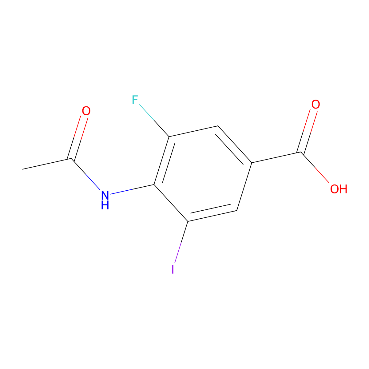 4-Acetamido-3-fluoro-5-iodobenzoic acid molecular structure, CAS 2870674-72-7