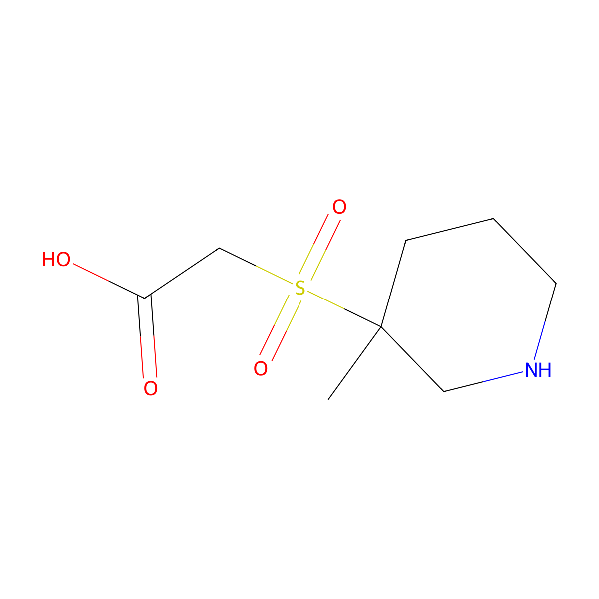 2-[(3-Methylpiperidin-3-yl)sulfonyl]acetic acid molecular structure, CAS 2870674-74-9