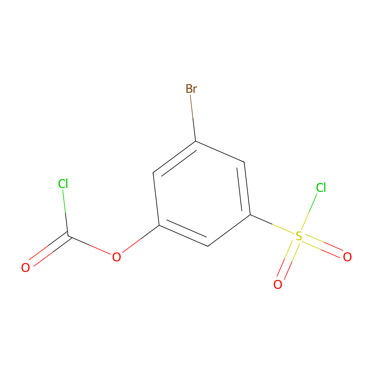 3-Bromo-5-(chlorosulfonyl)phenyl carbonochloridate molecular structure, CAS 2870674-79-4