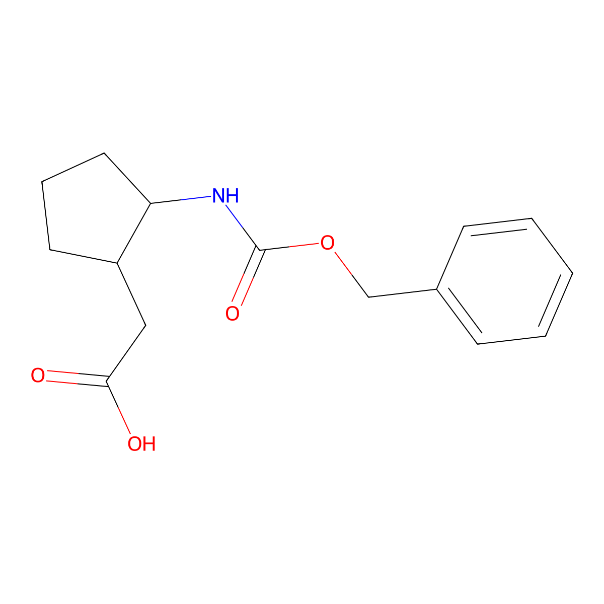 rac-2-[(1R,2R)-2-{[(benzyloxy)carbonyl]amino}cyclopentyl]acetic acid molecular structure, CAS 2870674-81-8