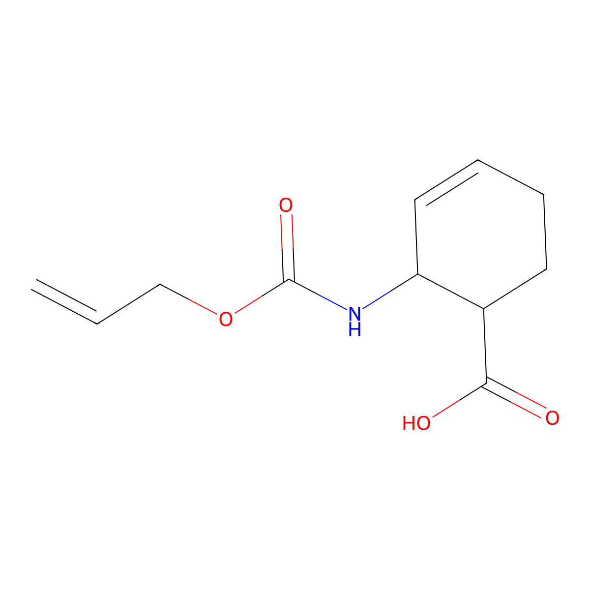 rac-(1R,2S)-2-{[(prop-2-en-1-yloxy)carbonyl]amino}cyclohex-3-ene-1-carboxylic acid molecular structure, CAS 2870674-82-9