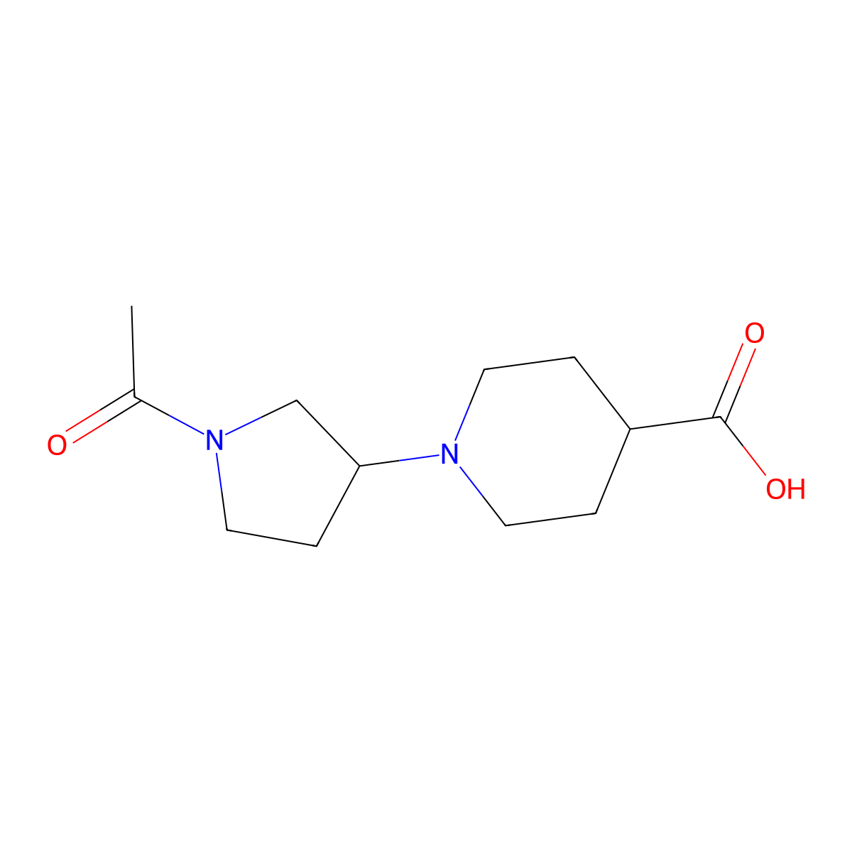 1-(1-Acetylpyrrolidin-3-yl)piperidine-4-carboxylic acid molecular structure, CAS 2870681-17-5